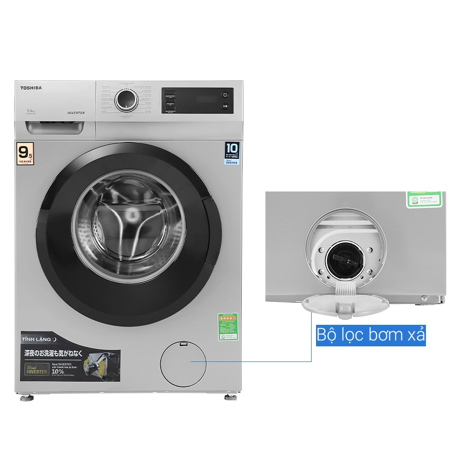 Máy giặt Toshiba Inverter 9.5 Kg TW-BK105S3V(SK) lồng ngang - Ảnh 4